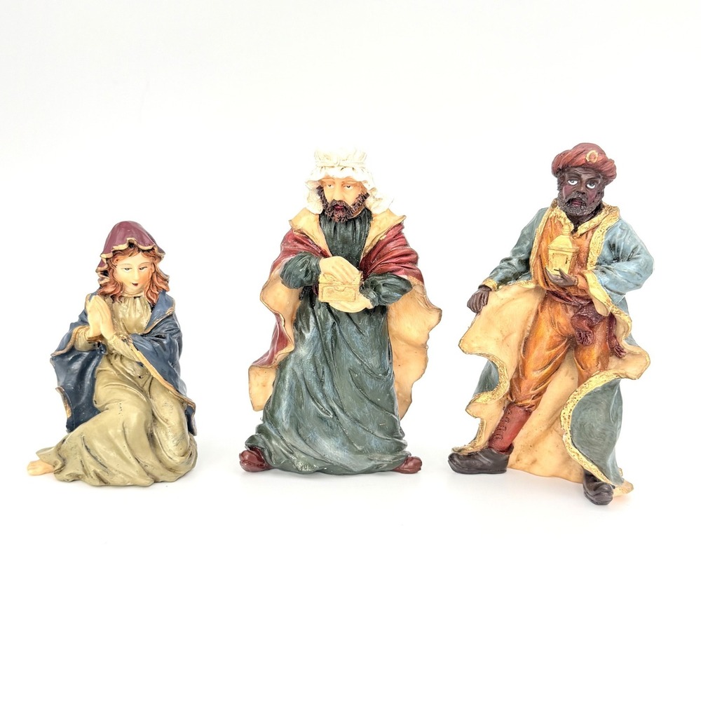 Nativity Figurines Set of 3 Mary and Two Wise Men Resin Christmas Decor